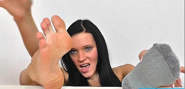  Czech hotie Ema Black oils her sexy foot